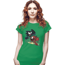 Load image into Gallery viewer, Shirts Fitted Shirts, Woman / Small / Irish Green Echidna Vs Hedgehog
