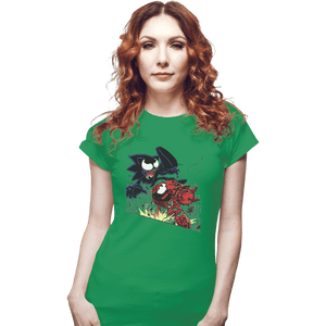 Shirts Fitted Shirts, Woman / Small / Irish Green Echidna Vs Hedgehog