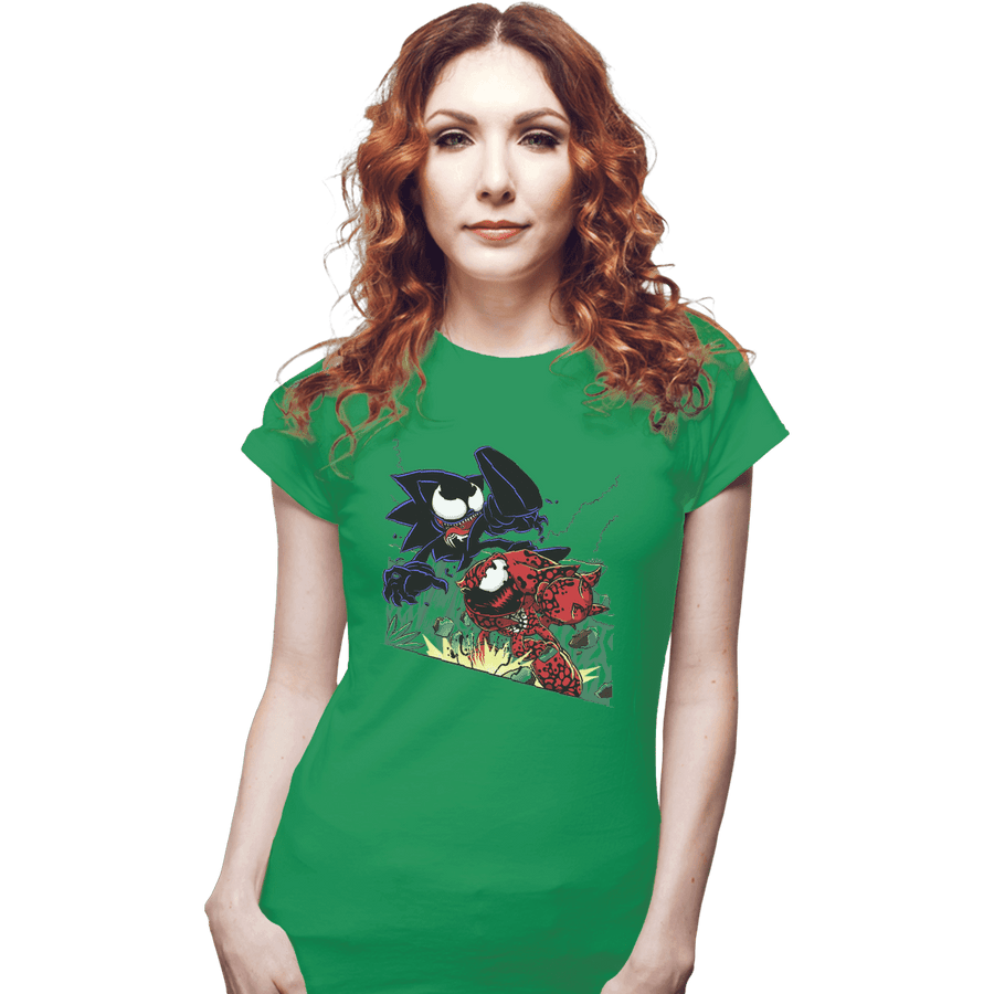 Shirts Fitted Shirts, Woman / Small / Irish Green Echidna Vs Hedgehog