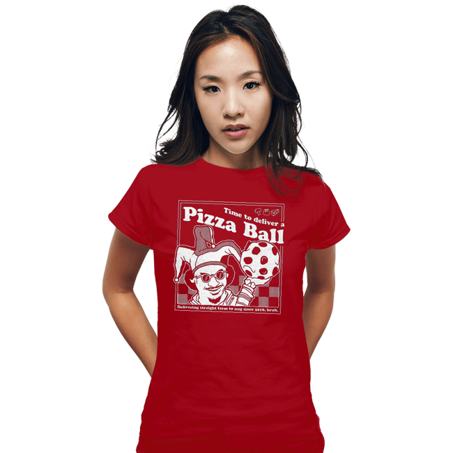 Daily_Deal_Shirts Fitted Shirts, Woman / Small / Red Pizza Ball