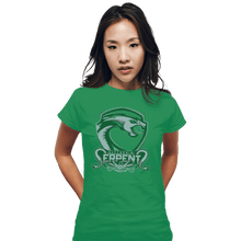 Load image into Gallery viewer, Shirts Fitted Shirts, Woman / Small / Irish Green Slytherin Serpents
