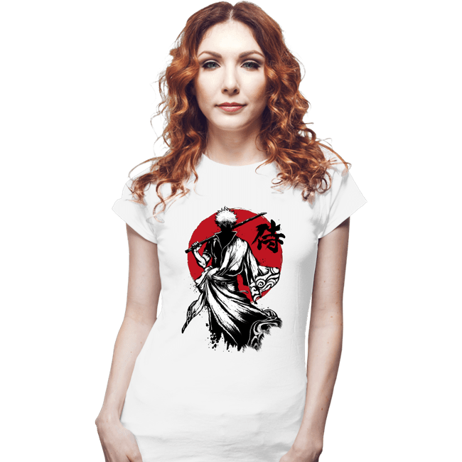 Daily_Deal_Shirts Fitted Shirts, Woman / Small / White Gintoki Sumi-e