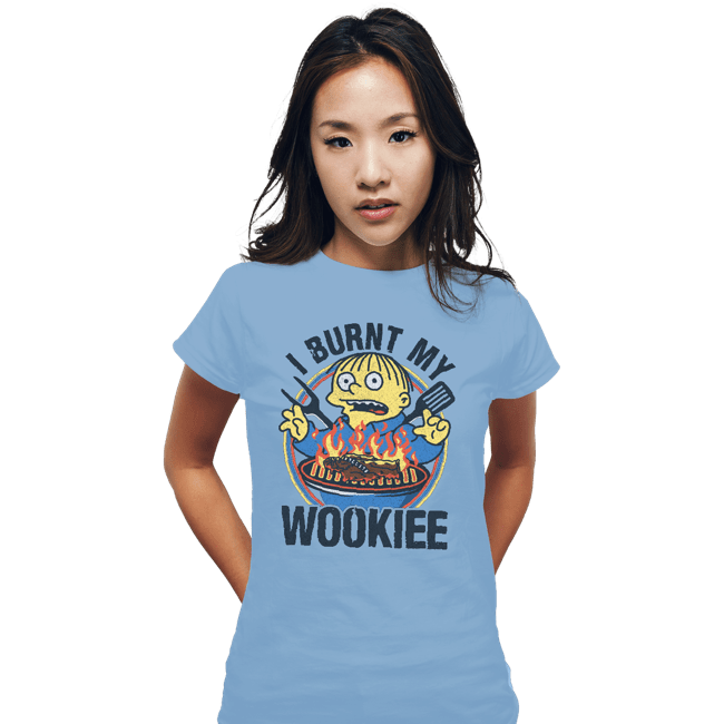 Daily_Deal_Shirts Fitted Shirts, Woman / Small / Powder Blue Burnt Wookiee