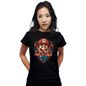 Secret_Shirts Fitted Shirts, Woman / Small / Black Mario Crest