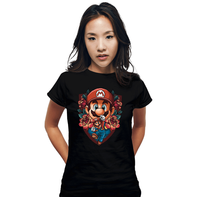 Secret_Shirts Fitted Shirts, Woman / Small / Black Mario Crest