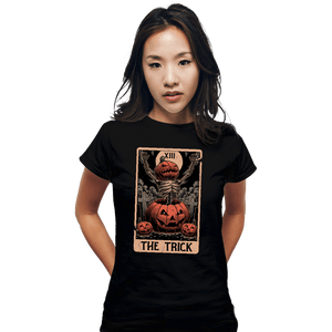 Daily_Deal_Shirts Fitted Shirts, Woman / Small / Black Halloween Tarot Trick