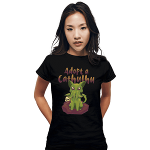 Shirts Fitted Shirts, Woman / Small / Black Adopt A Cathulhu