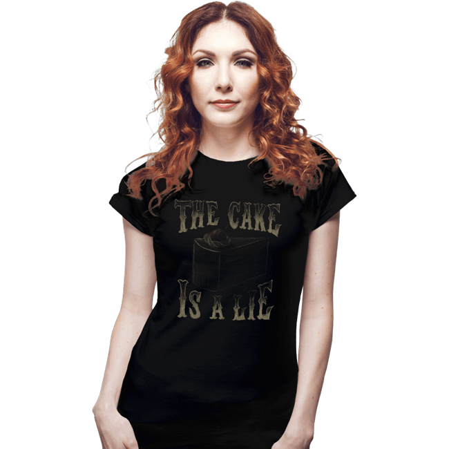 Shirts Fitted Shirts, Woman / Small / Black The Cake Is A Lie