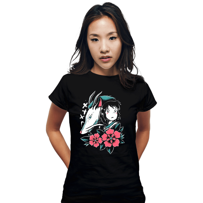 Daily_Deal_Shirts Fitted Shirts, Woman / Small / Black The Girl and the Dragon!