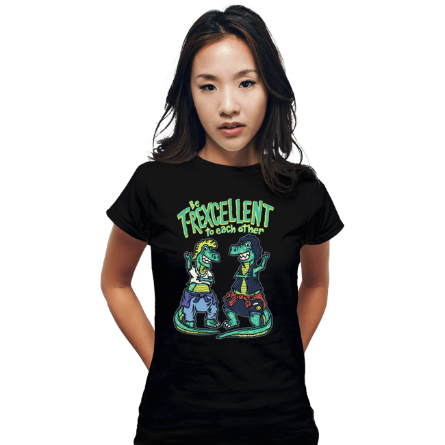 Daily_Deal_Shirts Fitted Shirts, Woman / Small / Black T-Rexcellent