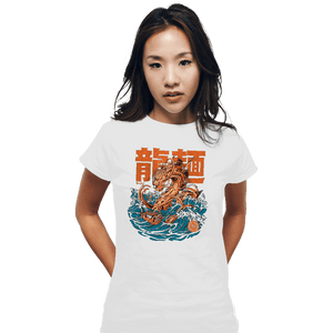 Daily_Deal_Shirts Fitted Shirts, Woman / Small / White Ramen Dragon