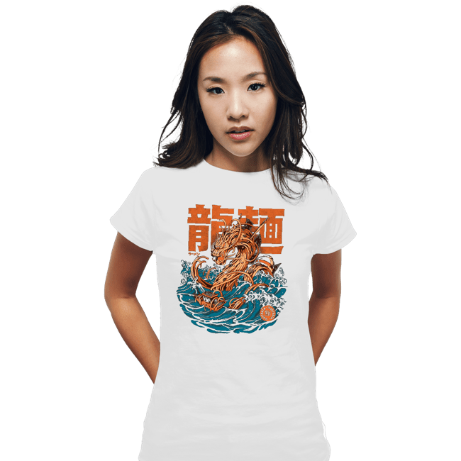 Daily_Deal_Shirts Fitted Shirts, Woman / Small / White Ramen Dragon