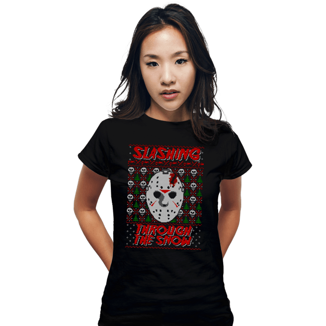 Daily_Deal_Shirts Fitted Shirts, Woman / Small / Black Slashing Through The Snow