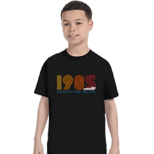 Load image into Gallery viewer, Shirts T-Shirts, Youth / XS / Black 1985 DeLorean Time Machine
