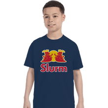 Load image into Gallery viewer, Shirts T-Shirts, Youth / Small / Navy Slurm Energy Drink
