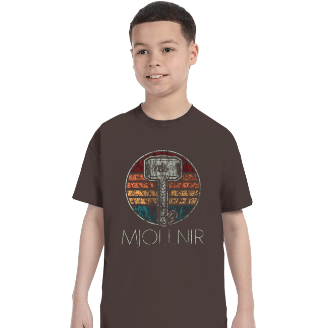 Shirts T-Shirts, Youth / XS / Dark Chocolate Retro Mjollnir