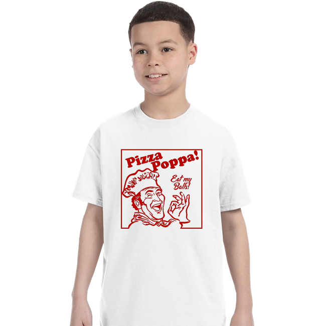 Daily_Deal_Shirts T-Shirts, Youth / XS / White Eat My Pizza Balls