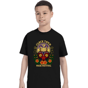 Daily_Deal_Shirts T-Shirts, Youth / XS / Black Clock Town Mask Festival