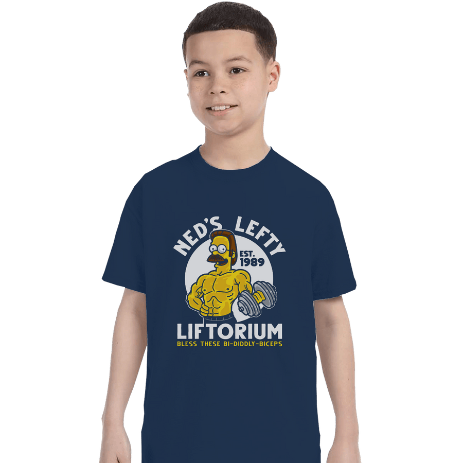 Shirts T-Shirts, Youth / XL / Navy Ned's Lefty Liftorium