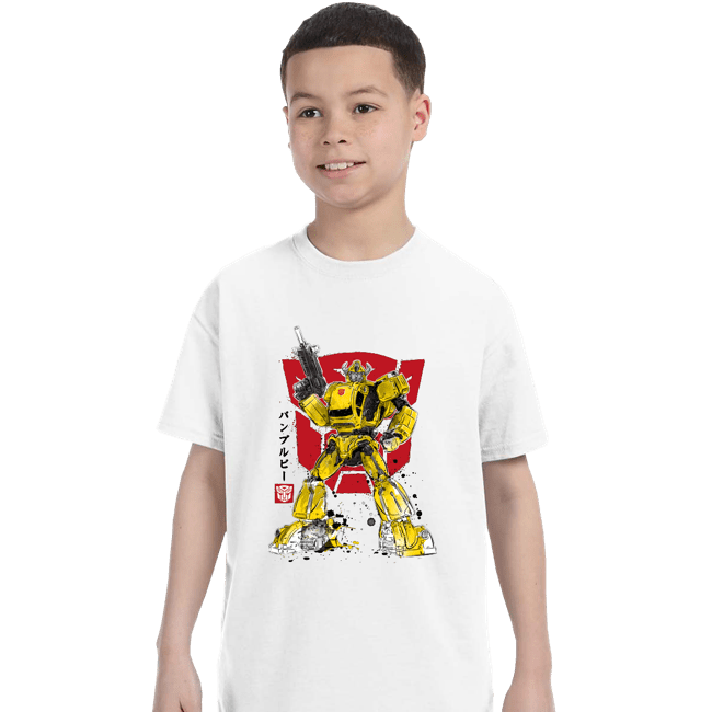 Daily_Deal_Shirts T-Shirts, Youth / XS / White Bumble Sumi-e