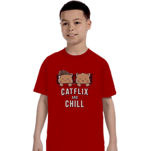 Load image into Gallery viewer, Shirts T-Shirts, Youth / Small / Red Catflix And Chill
