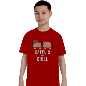 Shirts T-Shirts, Youth / Small / Red Catflix And Chill