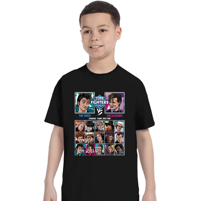 Daily_Deal_Shirts T-Shirts, Youth / XS / Black Time Fighters 10th vs 11th