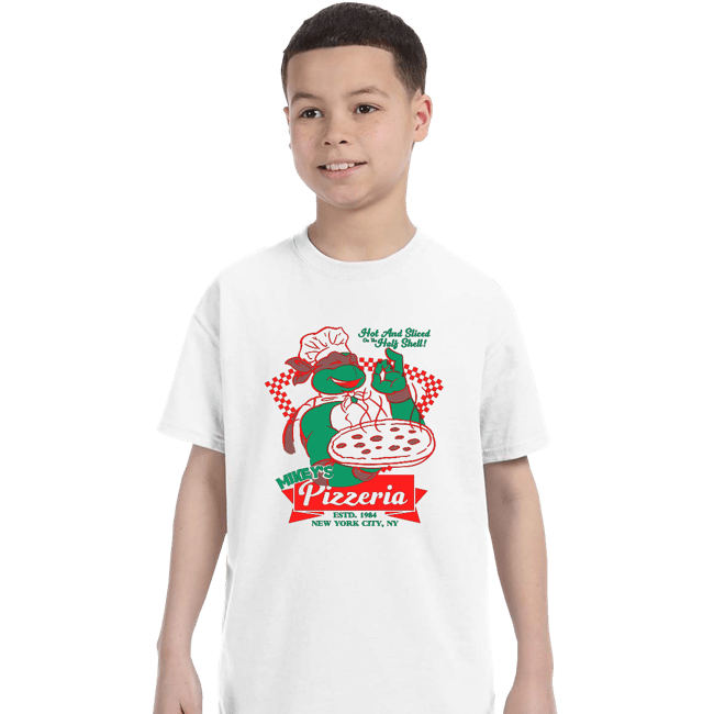 Secret_Shirts T-Shirts, Youth / XS / White Mikey's Pizza