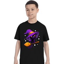 Load image into Gallery viewer, Secret_Shirts T-Shirts, Youth / XS / Black Witch Cat
