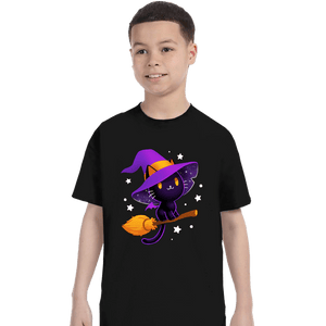 Secret_Shirts T-Shirts, Youth / XS / Black Witch Cat