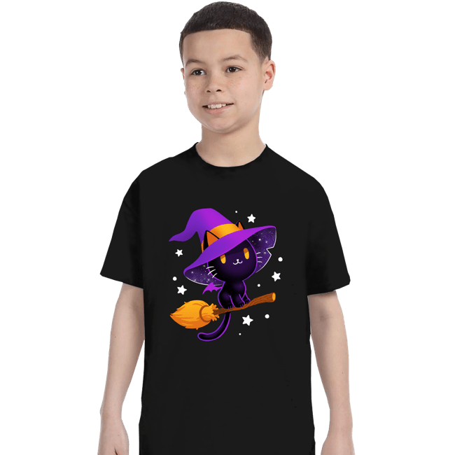 Secret_Shirts T-Shirts, Youth / XS / Black Witch Cat