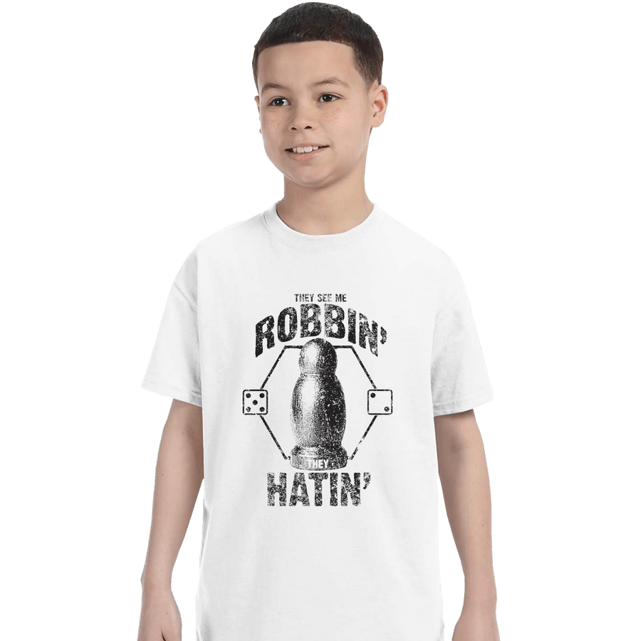 Shirts T-Shirts, Youth / XL / White They See Me Robbin'