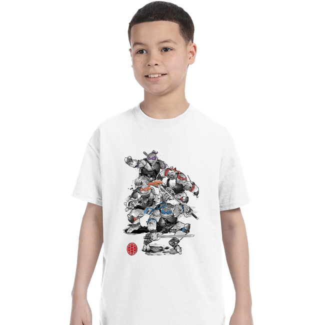 Daily_Deal_Shirts T-Shirts, Youth / XS / White Ninja Turtles Sumi-e