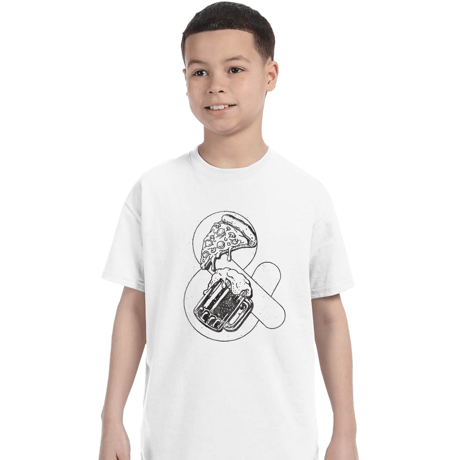 Shirts T-Shirts, Youth / XS / White Pizza and Beer