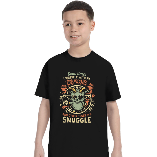 Daily_Deal_Shirts T-Shirts, Youth / XS / Black I Wrestle With My Demons