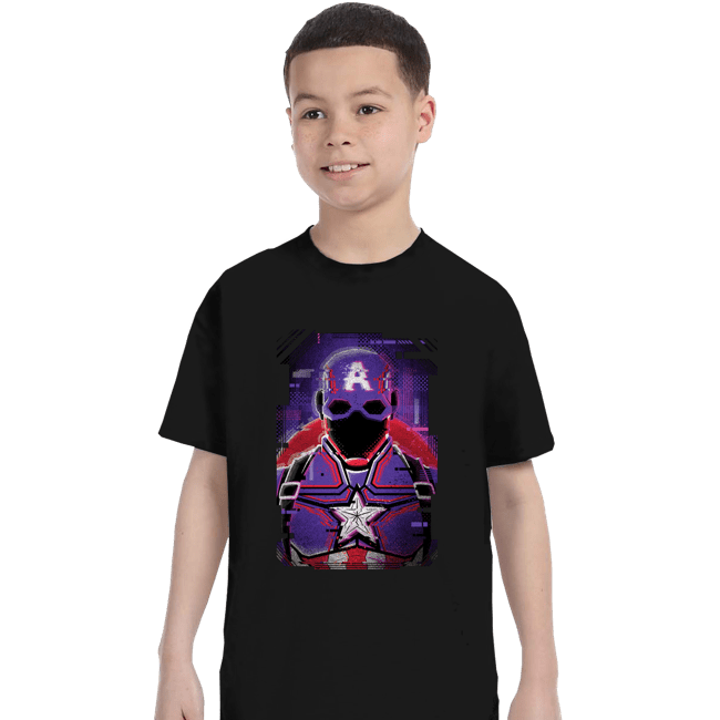 Shirts T-Shirts, Youth / XS / Black Glitch Captain America