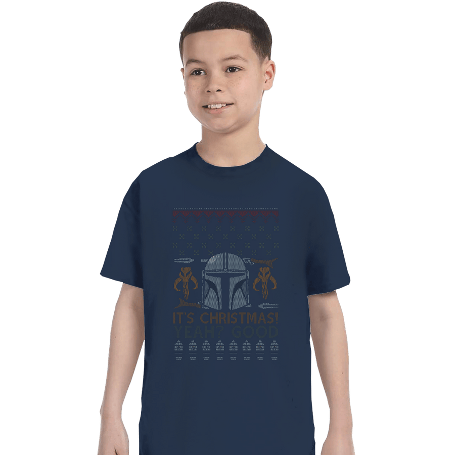 Shirts T-Shirts, Youth / XL / Navy Mandalorian Christmas