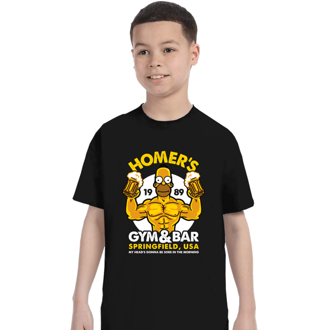 Shirts T-Shirts, Youth / XS / Black Homer's Gym