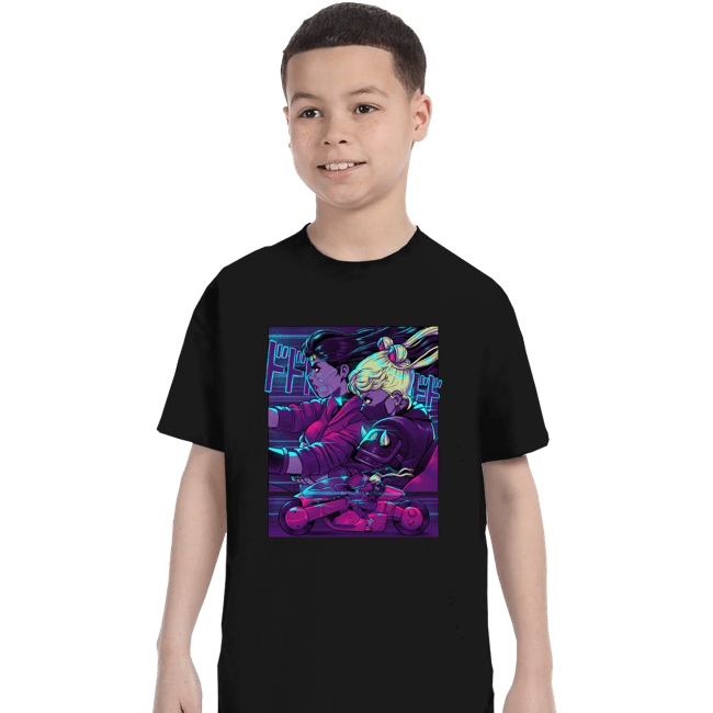 Daily_Deal_Shirts T-Shirts, Youth / XS / Black Neon Moon Eclipse On Mars