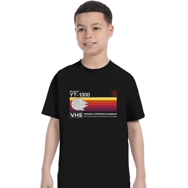 Daily_Deal_Shirts T-Shirts, Youth / XS / Black Vintage Hyperdrive Starship