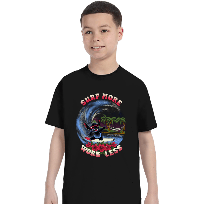 Daily_Deal_Shirts T-Shirts, Youth / XS / Black Surf More Work Less