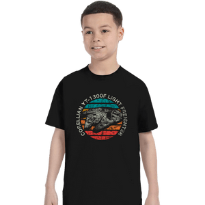 Shirts T-Shirts, Youth / XS / Black Retro Millennium Falcon Sun