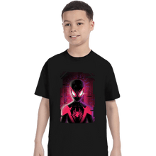 Load image into Gallery viewer, Daily_Deal_Shirts T-Shirts, Youth / XS / Black Glitch Miles Spider
