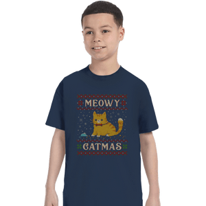 Daily_Deal_Shirts T-Shirts, Youth / XS / Navy Meowy Catmas