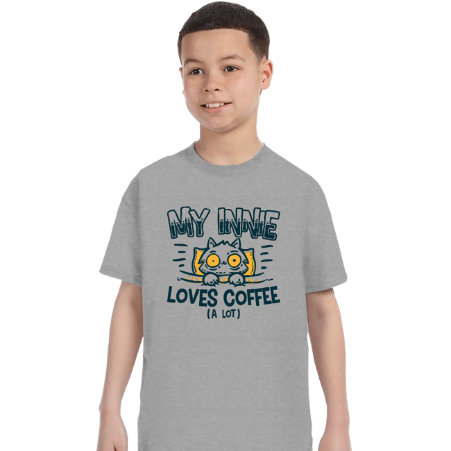 Daily_Deal_Shirts T-Shirts, Youth / XS / Sports Grey Innie Loves Coffee