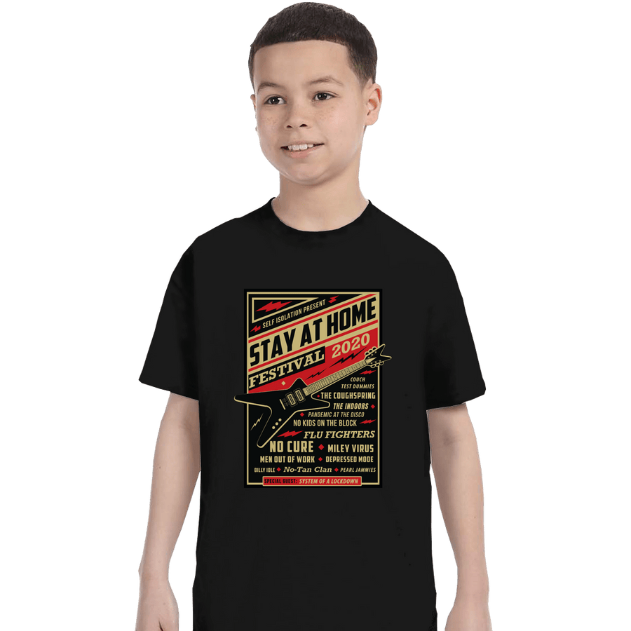 Shirts T-Shirts, Youth / XS / Black Stay At Home Festival