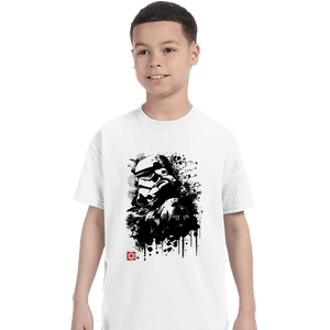 Daily_Deal_Shirts T-Shirts, Youth / XS / White Trooper In The Forest Sumi-e