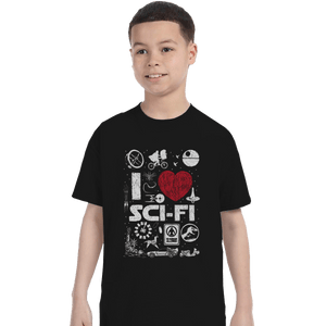 Shirts T-Shirts, Youth / XL / Black I Love Sci-Fi