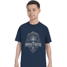 Load image into Gallery viewer, Shirts T-Shirts, Youth / XS / Navy Minas Tirith White Ale
