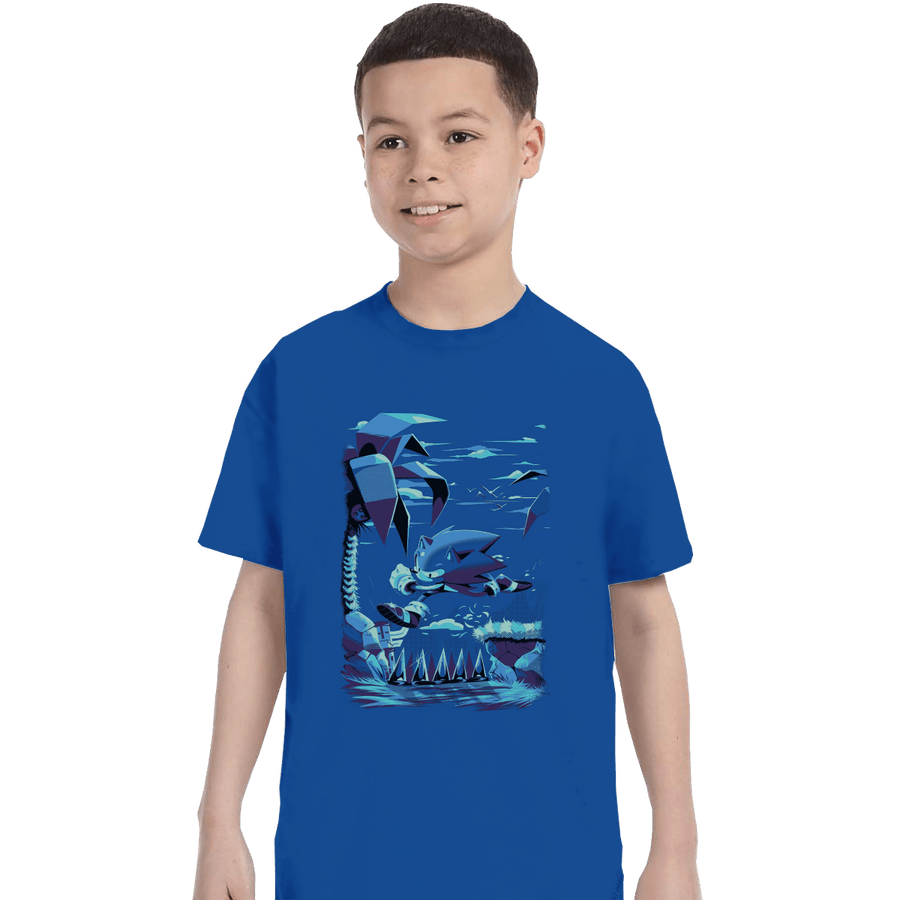 Shirts T-Shirts, Youth / XS / Royal Blue Green Hill Zone